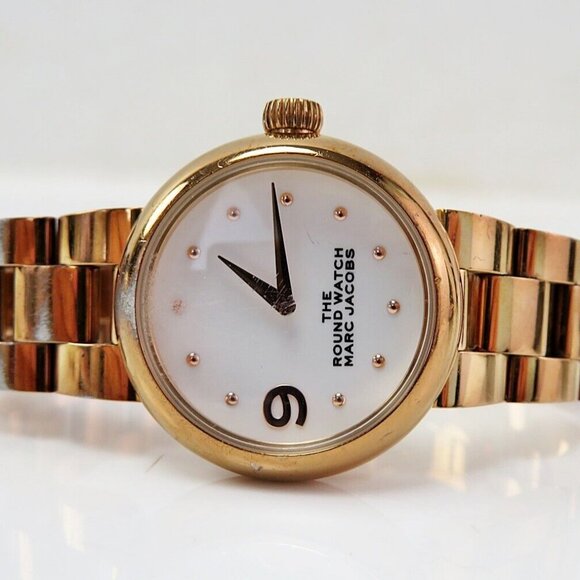 Auth MARC JACOBS Rose Gold Tone Round Lady Wrist Watch - Picture 1 of 16